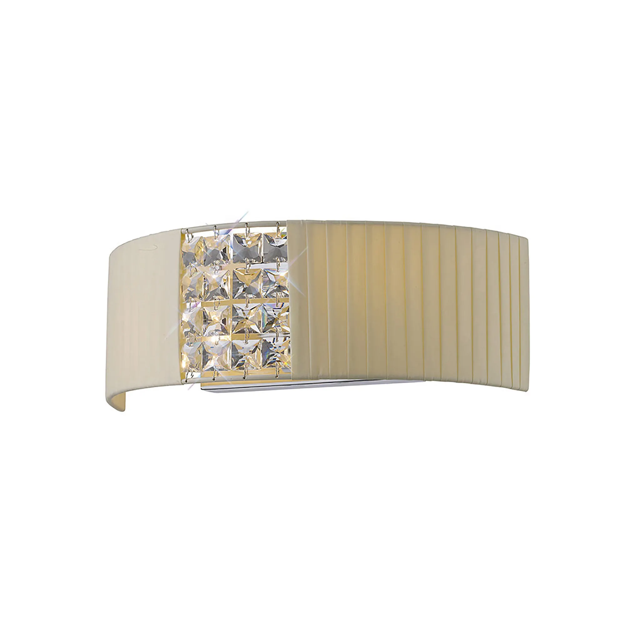 Evelyn Polished Chrome-Cream Crystal Wall Lights Diyas Shaded Wall Lights